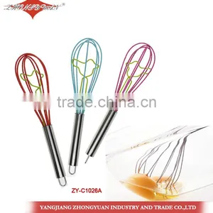10-inch Colorful Silicone Coated Wires Egg Whisk With Stainless Steel Handle thumbnail-1
