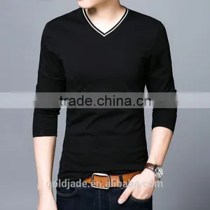 China Factory V Neck Blank Good Quality Long Sleeve Cotton Inner T Shirt In Bulk Sales thumbnail-2