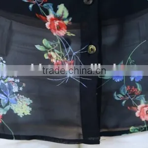 Hot Black Floral Print Chiffon Shirts for Woman Chiffon Long Sleeve Chiffon Tops thumbnail-5