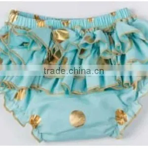 Chinese Product and Low Price Wholesale Gold Polka Dot Ruffle Baby Bloomer for 6months to 4years Baby Kids thumbnail-2