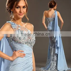 Chiffon One Shoulder Long Evening Sexy Transparent Party Dress thumbnail-1