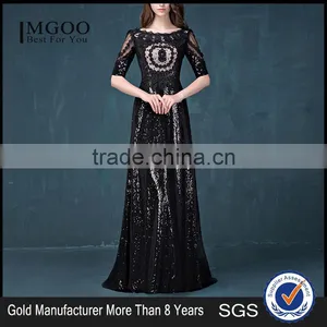 MGOO Wholesale Cheap Price Elegant Chiffon Evening Dresses Long Black Beaded Wedding Party Vestidos 2064 thumbnail-1