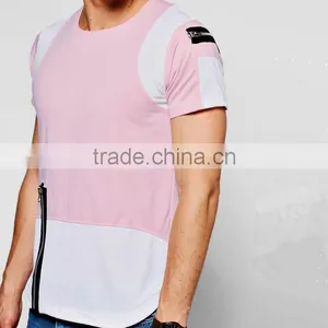 Custom Made Men's Casual Colour Block T-shirt Guys Designer Cool t Shirts With Zip Detail thumbnail-2