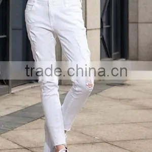 Runwaylover EY0621P Custom Newest Fashion Stretch White Holes Denim Jeans Women Negotiate Price thumbnail-2