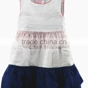 Latest Baby Cotton Frocks Designs Sleevess Tiered Bow Kids Dress thumbnail-6