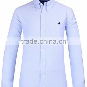 2017 New Blue Oxford Men's Long Sleeve Casual Shirt Wholesale thumbnail-2