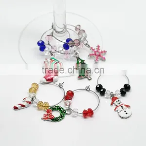 Cheap Wholesale Bar Accessories Table Decorations Christmas Wine Glass Charms Rings With Box thumbnail-1