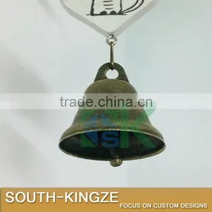 White Wood House Cat Plate Brass Stainless Ringing Bell thumbnail-6