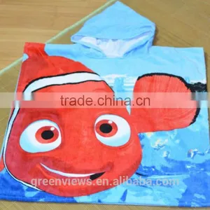 Custom Cartoon Design Pattern Printed Cotton Baby Kids Children Beach Bathroom Hooded Beach Towel thumbnail-3