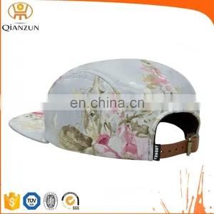 Custom Leather Patch Logo 5 Panel Hat Cap thumbnail-3