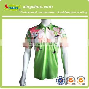 Colorful Flowers Design High Quality Polyester Dye Sublimation Printing Men's Polo Tees for Promotion thumbnail-3