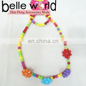Neon Color Flower Beaded Children Baby Plastic Necklace thumbnail-1