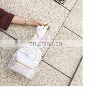 Fashion Personality Cool Rabbit Ears Sequins Backpack thumbnail-3