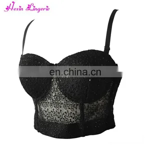 Paypal Accept Black Sequins Adjustable Straps Underwear Women Stylish Sexy New Style Bra thumbnail-2