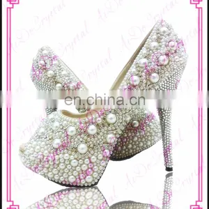 Aidocrystal 3.5inch White Pearl With Jewelry Bridal Wedding Shoes thumbnail-1