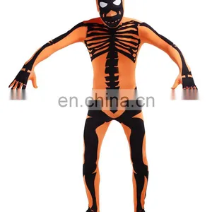 Orange Skull Jumpsuit Second Skin Suit Zentai Bucks Halloween Costume thumbnail-1