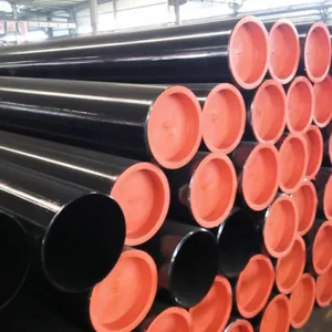 ERW Carbon Steel Pipes ASTM A53 Carbon Steel Pipes , High Frequency Electric Resistance Welded (ERW), Black Coated Out ,plastic End Caps, Beveled Ends. thumbnail-1
