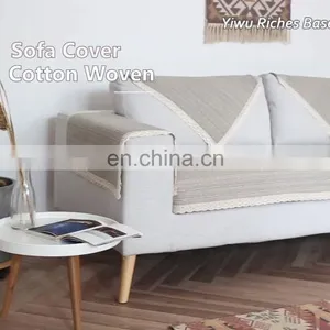 Plain Style Large Sofa Throws Covers Knitting Fitted Sofa Cover With Cotton Laciness thumbnail-1