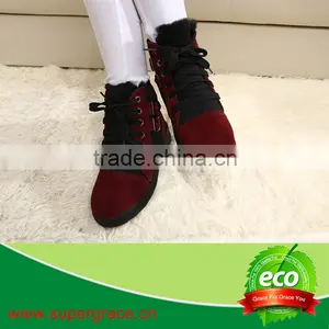 Red Color Sheepskin Girls Shoes thumbnail-1