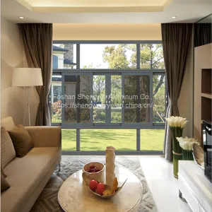 Powder Coated Color 3 Panel Three Track Exterior Aluminum Frame Double Glass Sliding Windows Parts thumbnail-3