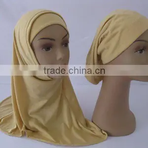 A310 New Arrival Plain Cotton Two Pieces Muslim Hijab thumbnail-1