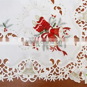 Cheap Hot Sale Christmas Golden Flower Candle Bell Hand Embroidery Designs Tablecloth Lmzc1001(4) thumbnail-1