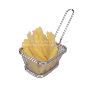 Fried Food Table Serving Chrome Rectangular Chips Fry Basket French Fries Basket Square Mini Frying Basket thumbnail-4