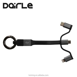 High Quality 3 in 1 Key Chain Design Portable USB Charging Cable for IPhone 7/8/X and Android Mobile Devices thumbnail-3