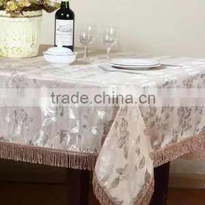 1PC Polyester Jacquard Twinkling Table Cloth for Wedding With Tassel thumbnail-1