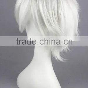 High Quality 35cm Short Straight Hitman Reborn Wig Byakuran Gesso Silvery White Wig Synthetic Anime Wig Cosplay Hair Wigs thumbnail-4