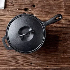 Hot Sale Morden Style Pre-seasoned Vegetable Oil Coating Cast Iron Soup Pot Sauce Pan With Lid thumbnail-5