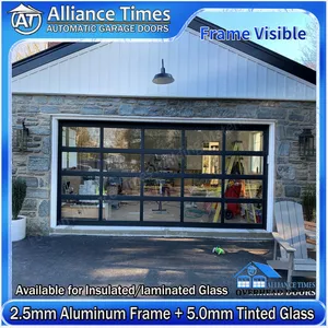 Aluminum Frame Frosted Transparent Clear Tempered Glass Panels Sectional Garage Doors thumbnail-4