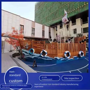 Large Solid Wood Pirate Ship Combined Slide and Climbing Frame for Physical Fitness Expansion, Little Doctor Slide thumbnail-1