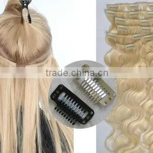 100% Brazilian Human Remy Body Wave Clip in Hair Extension thumbnail-1