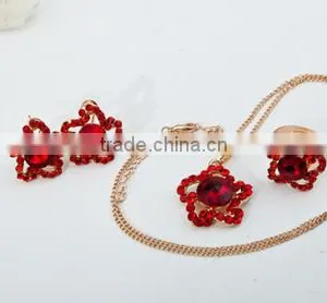 Bridal Ruby Red Necklace Earring Set Lateat Design Jewelry Set thumbnail-4