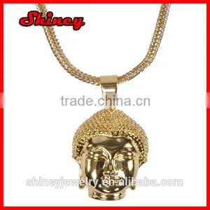 Fashion 2014 18k Gold Franco Chain Hip Hop Buddha Head Necklace thumbnail-1