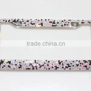 Stylish Rhinestone Bling Bling Stainless Steel Metal American US Auto Car License Plate Frame Rhinestone thumbnail-2