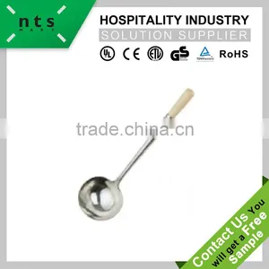 Hotel and Kitchen Good Quality Stainless Steel Ladle With Wooden Handle thumbnail-1