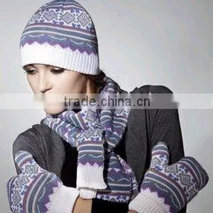FASHION KNITTED SCARF AND HAT SET/KNITTED WINTER SETS/KNITTED SCARF AND HAT WITH TOP BALL /POMPOM HAT/CABL DESIGN HAT thumbnail-1