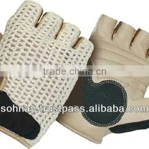 Cycle Bicycle Gloves Palm Made of Leather and Back Made by Knitted Crochet thumbnail-1