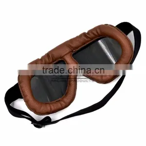 BJ-GT-009 Comfortable Tea Lens Leather Motocross Goggles thumbnail-6