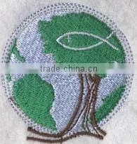 Round Green Leaf Tree Patches/ Round Design 100% Custome Embroidered Badge thumbnail-1