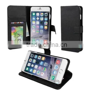 Black pu Leather Fold Cover Case for Iphone 6 Plus 5.5 Inch thumbnail-1