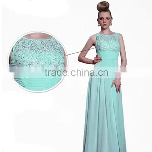 Vestidos de Fiesta 2016 Custom Made Chiffon Beaded Free Long Green Prom Dress thumbnail-4