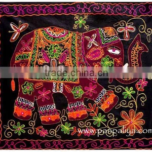 Elephant Handmade Embroidered Wall Hanging Tapestry thumbnail-1