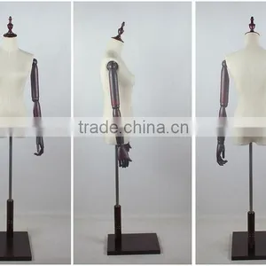 Wood Arms Torso Female Mannequin With Wood Base thumbnail-2