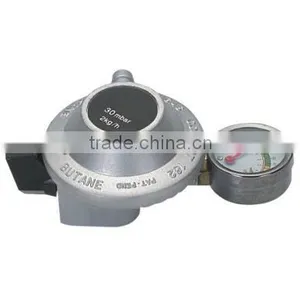 High Quality LPG Regulator With Meter, Zinc Alloy Gas Valve With Child Lock Switch thumbnail-1