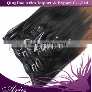 Full Head Clip in Hair Extensions Ombre One Piece 2 Tones Wavy Curly Black Brown Blonde thumbnail-4