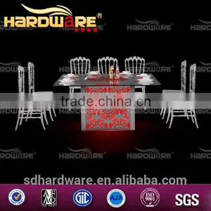 Square New Model Led Light Table Dining Room Dining Table With Led Light thumbnail-1