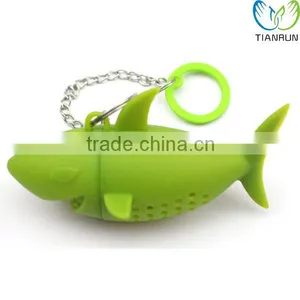 High Quality New Style Reusable Tools Cute Gift Silicone Green Shark Shape Tea Infuser thumbnail-1